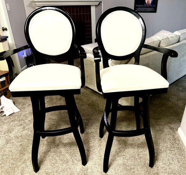 Pair of Ayvianna Swivel Faux Leather Bar Stools