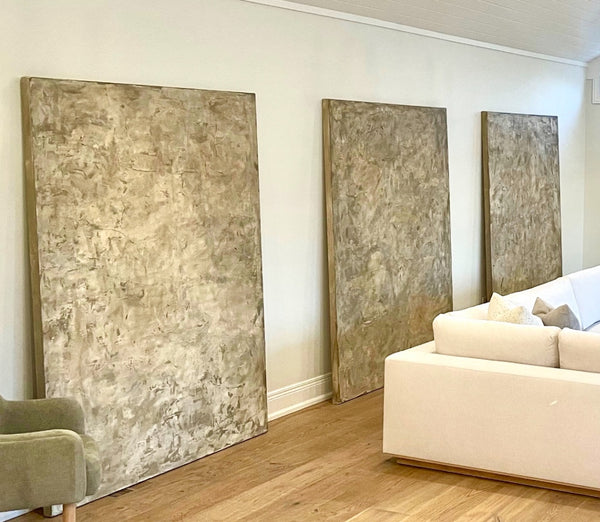 Set of 3 Large Custom Hand Painted Canvas Art by Artist Chelsea Fly