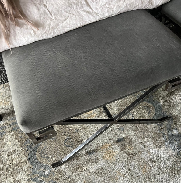 Pair of Noir Ming Metal Bench Stools