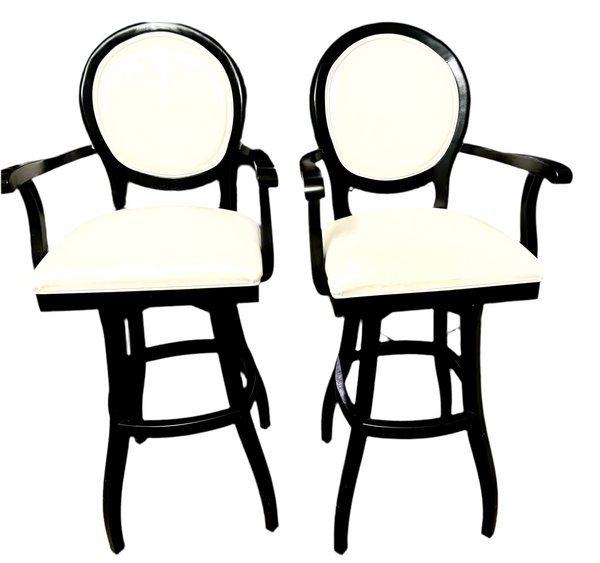 Pair of Ayvianna Swivel Faux Leather Bar Stools