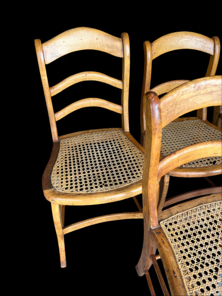 1930's Antique Eastlake Style Cane Dining Chairs - Set of 5