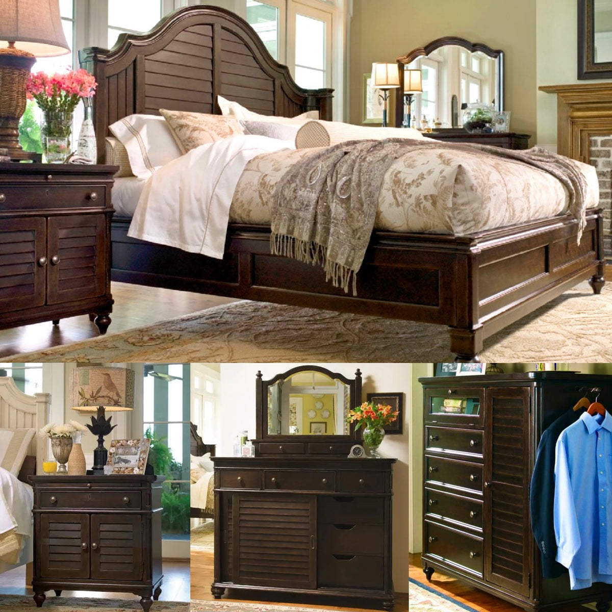 tobacco bedroom set ESF Furniture - Eva 5 Piece King in Rich Walnut pull hardware the Stonebrook collection has a multitude of sleep options and bed silhouettes Bellagrand Antique Tobacco Oak 5