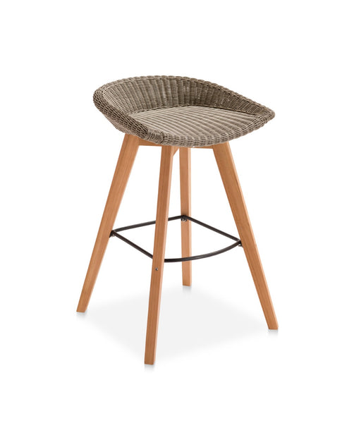 NEW CO9 Design Verge White Coral Wicker Bar Stools - Set of 2
