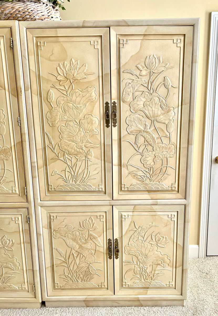Henredon Folio 16 Villa Borghese Asian Goatskin Armoire Linen