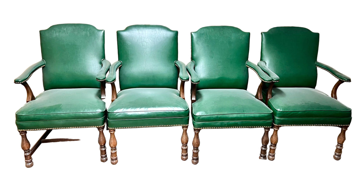 Vintage Green Leather Chairs (8 Available) – KLM Luxury Consignment