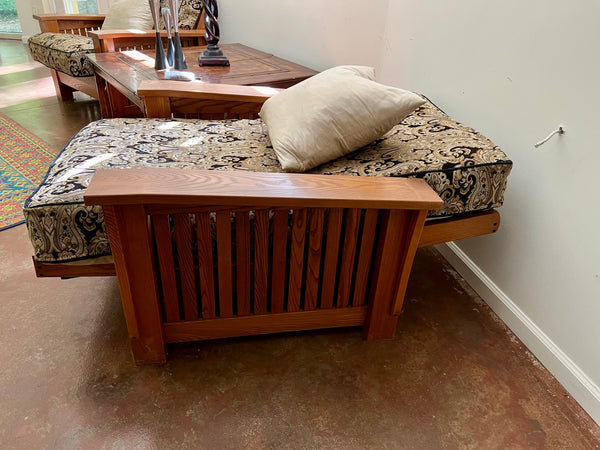 Mission Style Solid Cherry Twin Futon Chair and Ottoman (2 Available)