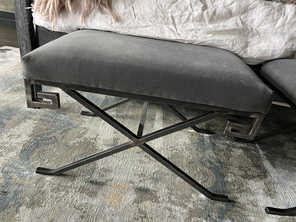 Pair of Noir Ming Metal Bench Stools