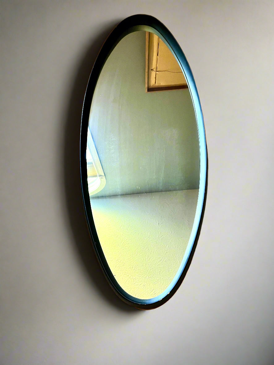 Vintage Industrial Mid-Century Modern Oval Wall Mirror (2