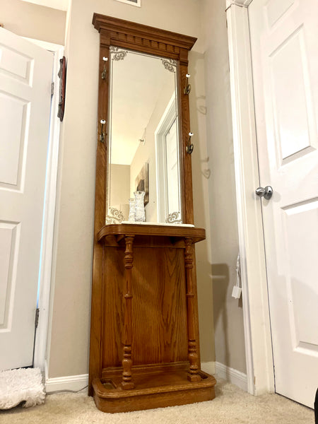 Vintage Pulaski Mirrored Hall Tree Umbrella Stand