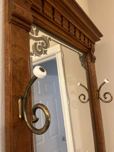 Vintage Pulaski Mirrored Hall Tree Umbrella Stand