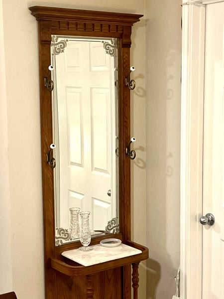 Vintage Pulaski Mirrored Hall Tree Umbrella Stand