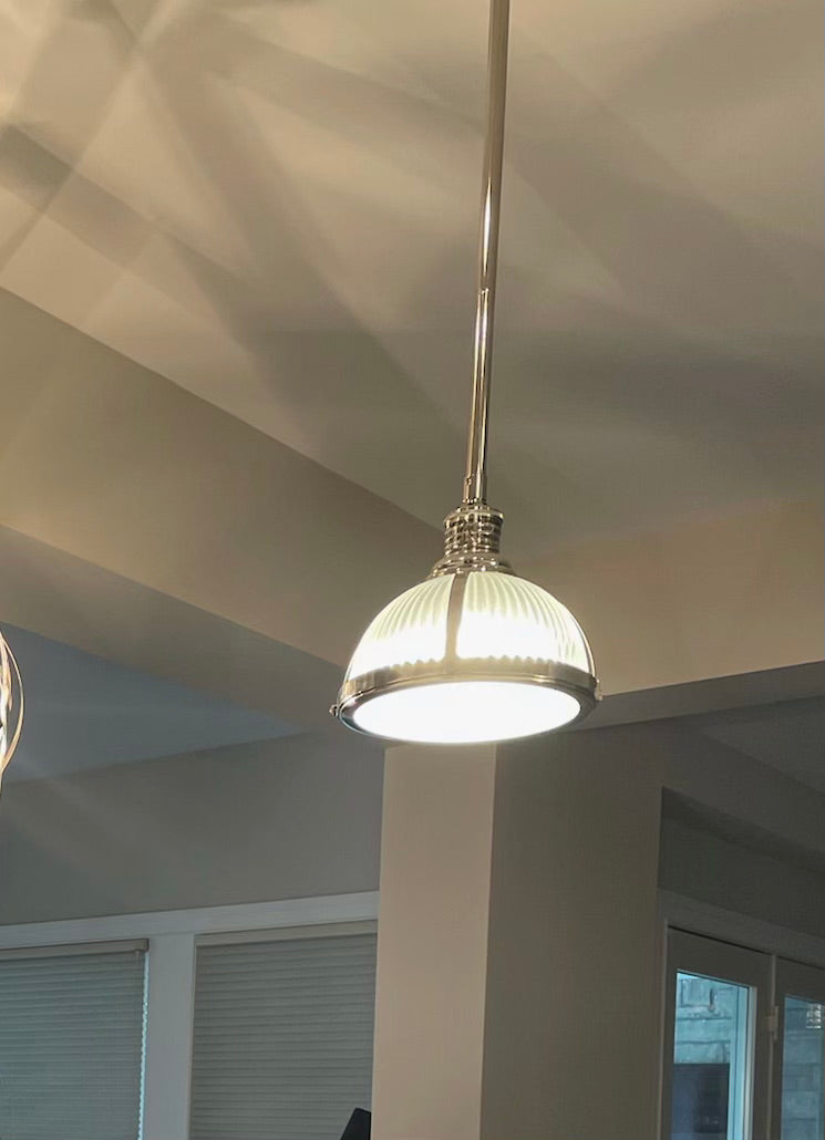 Pottery Barn Industrial Ribbed Glass Pole Pendant – KLM Luxury