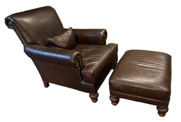 Old Hickory Tannery Leather Chair and Ottoman
