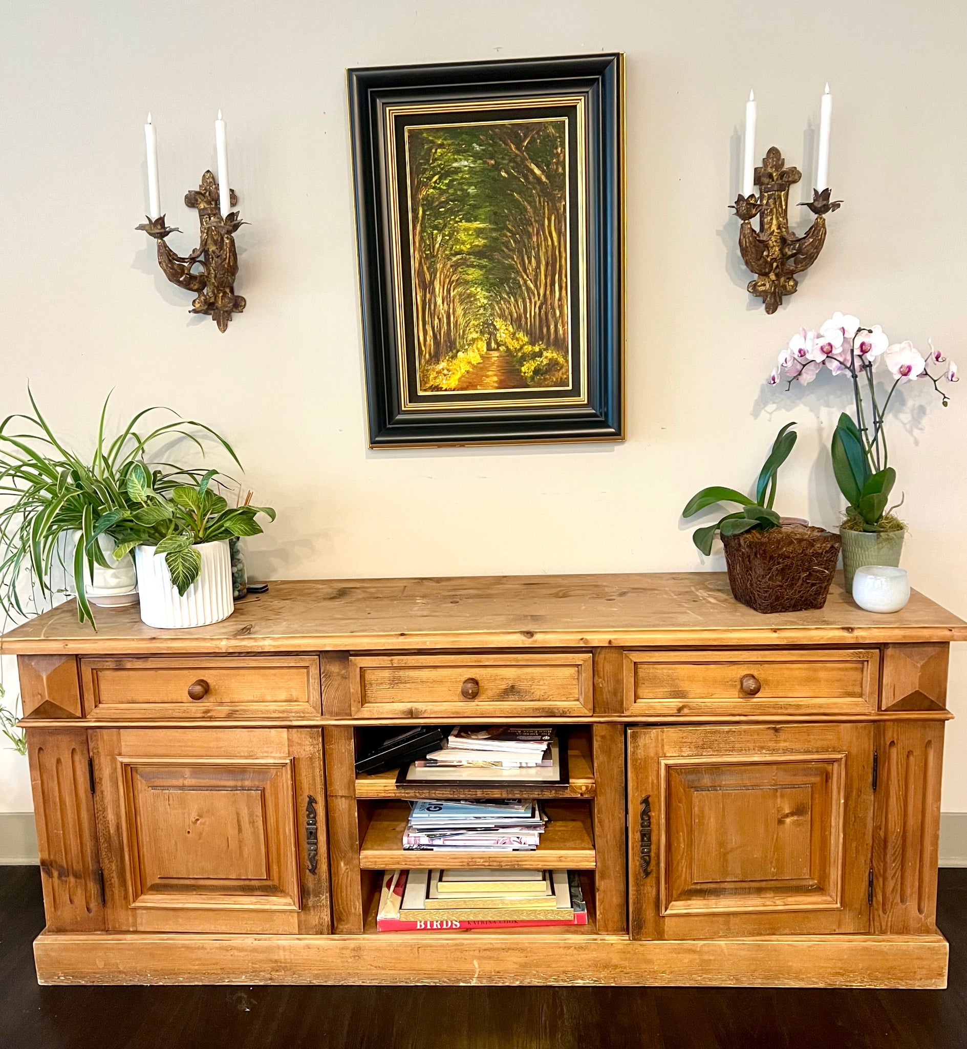 Pine Buffet Console Cabinet