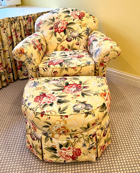 Floral Chair and Ottoman