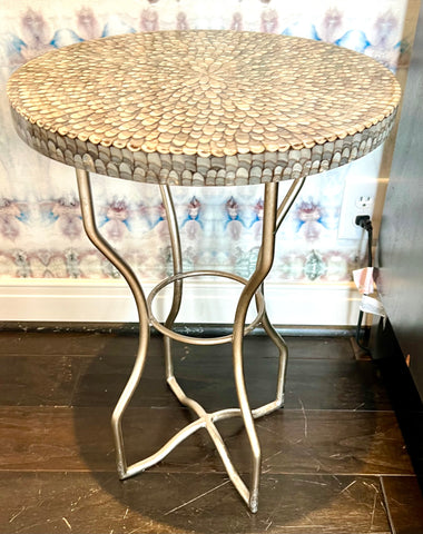 Made Goods Osten Classic Metal Side Table in Shell