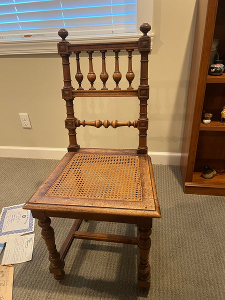 Set of 6 Antique Ornate Spanish Style Cane Dining Chairs
