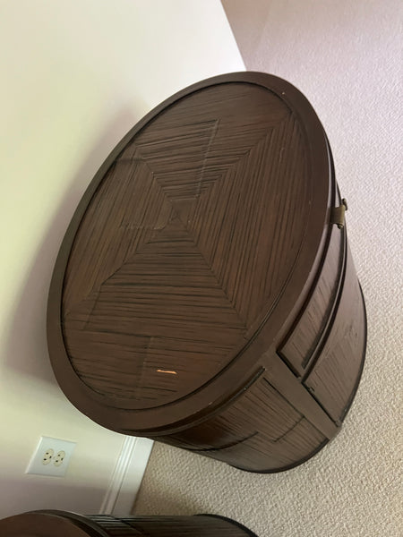 Pair of McGuire Faubourg Collection Oval Side Tables / Nightstands