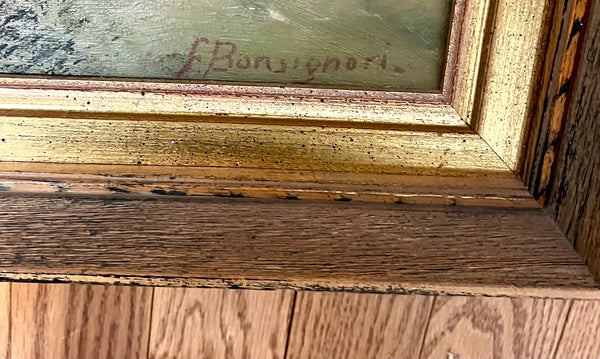 Franco Bonsignori Oil Painting of Man Walking Down Path Dated 1963 and Signed by Artist