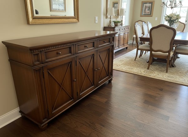 Wood Buffet with Slotted Top Drawers