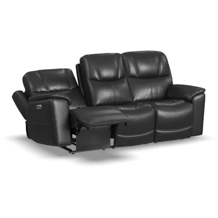 Flexsteel Crew Power Leather Reclining Sofa and Love Seat