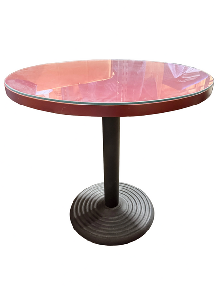 30" Round Table with Cast Iron Base and Glass Top