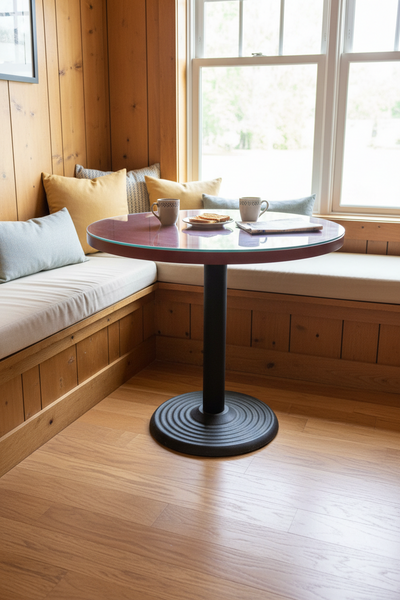 30" Round Table with Cast Iron Base and Glass Top