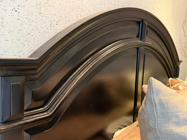 King Black Three Piece Bedroom Set - Bed, Mattress Set and Pair of Nightstands