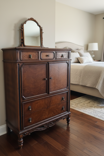 Antique Highboy Dresser with Mirror