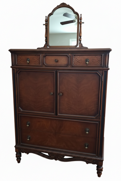Antique Highboy Dresser with Mirror