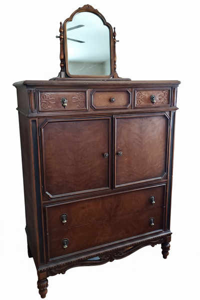 Antique Highboy Dresser with Mirror