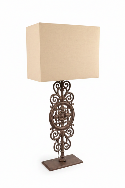 Pair of Restoration Hardware Parisian Gate Iron Table Lamps