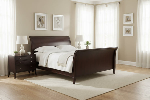 Baker Barbara Barry Collection Queen Sleigh Bed and Pair of Nightstands