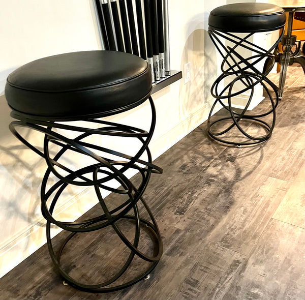 Set of 4 Ring Modern Leather Bar Stools by Global Views