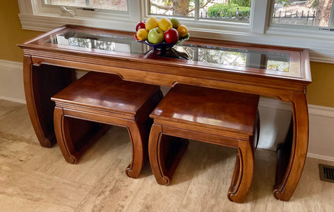 Vintage 1970's Asian Console Table and Benches