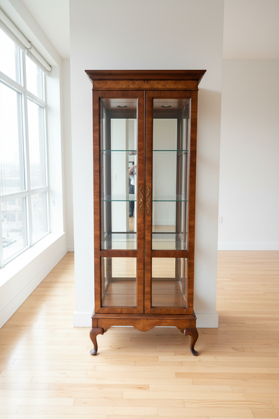 Lighted Cherry Wood Curio Cabinet