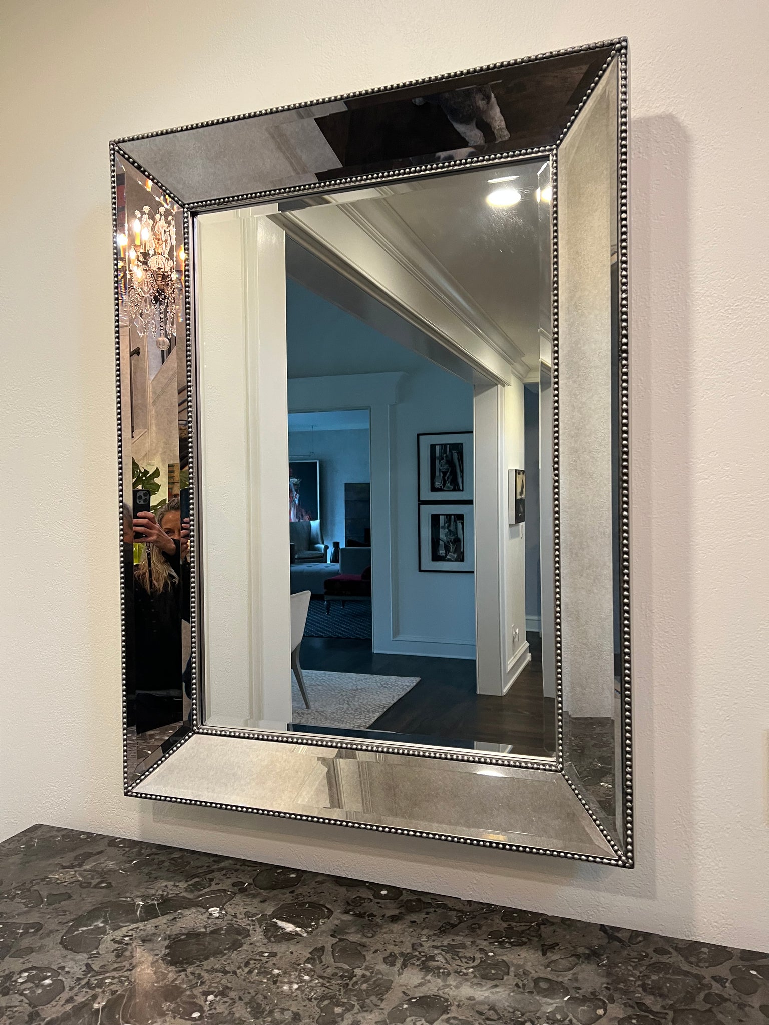 Restoration Hardware Beaded Venetian Beveled Mirror