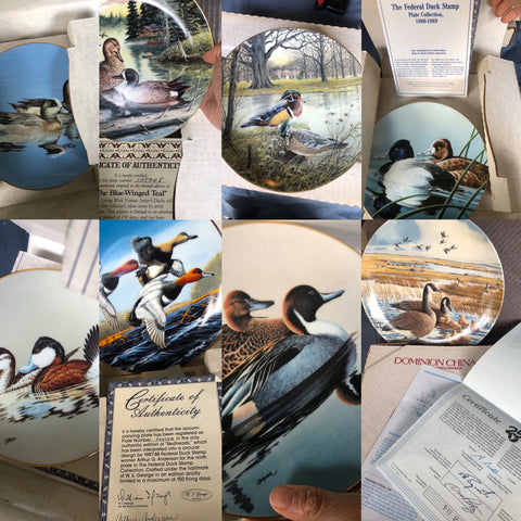 Set of 8 Commemorative Duck Plates in Original Boxes and Includes COA