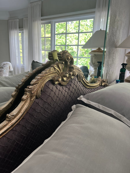 Antique King French Upholstered Headboard