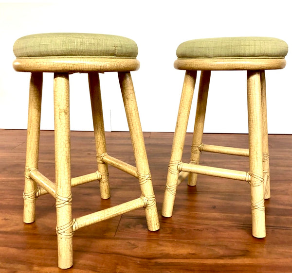 Pair of Vintage McGuire Counter Height Bar Stools
