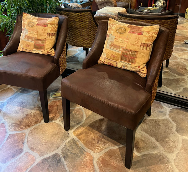 Pair of Frontgate Sheldon Dining Chairs with Seagrass Back Chairs