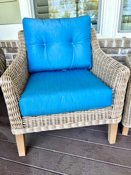 Pair of Modern Wicker Forever Patio Carlisle Lounge Chairs and Side Table with Sunbrella Fabric