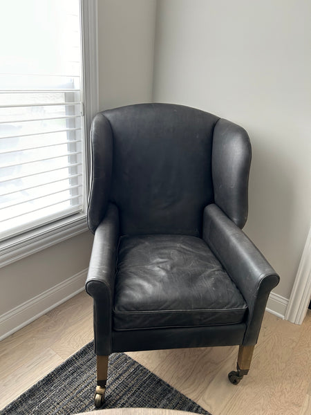 Restoration Hardware Leather Wingback Chair