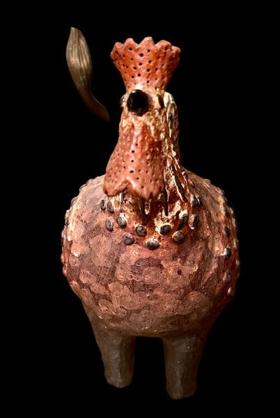 Carved and Painted Rooster Figurine in the Manner of Wilhelm Schimmel
