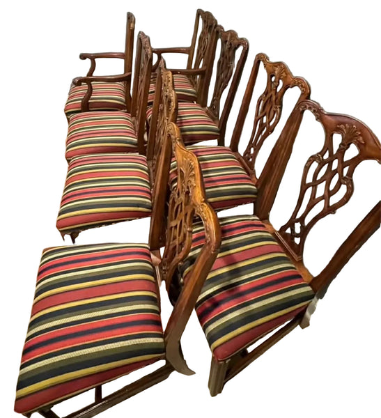 HENREDON Georgian Banded Mahogany Dining Table and 8 Chairs