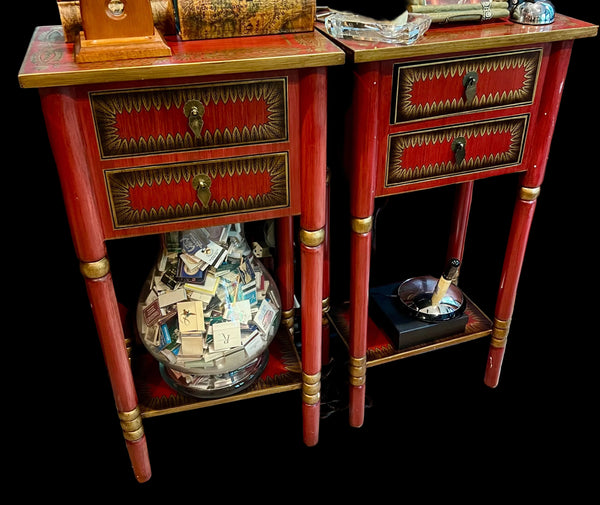 Pair of Red Painted Side Tables