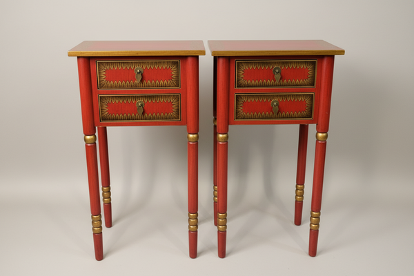Pair of Red Painted Side Tables