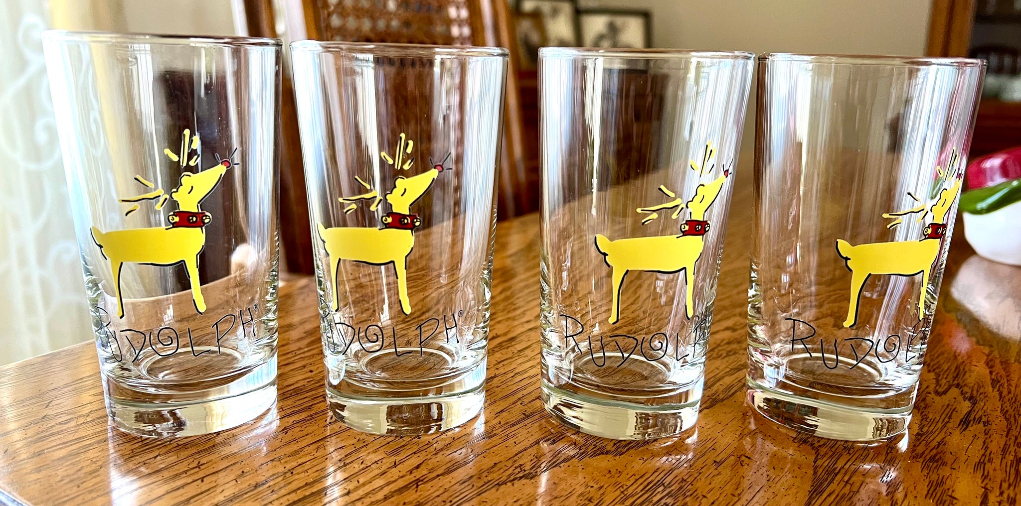 Set of 4 Pottey Barn Rudolf Water Glasses
