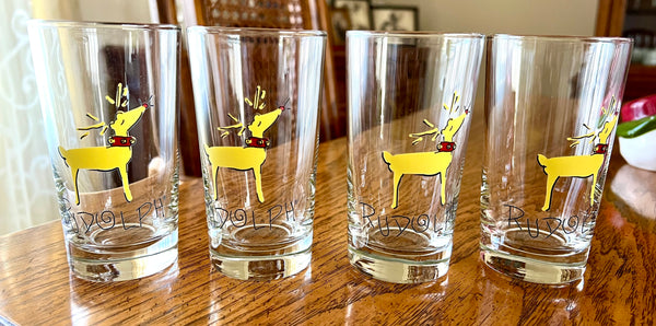 Set of 4 Pottey Barn Rudolf Water Glasses