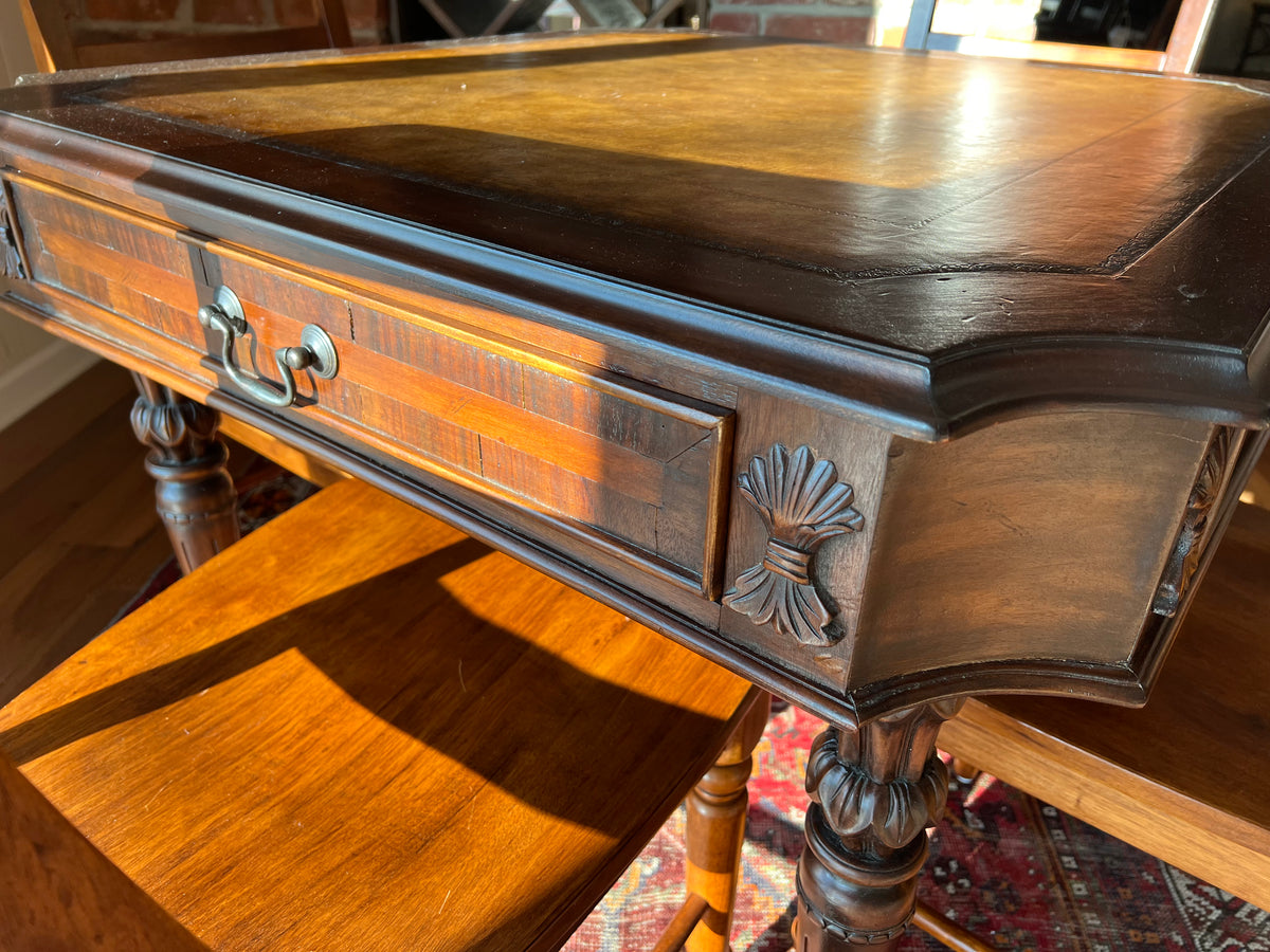 Consignment Table Vintage Leather Topped Game Table and 4 Chairs – KLM Luxury Consignment